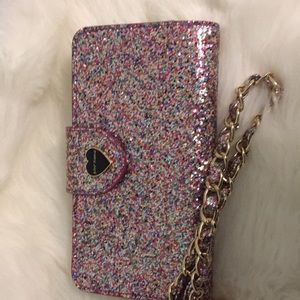 Betsey Johnson Gold Multi Glitter Wristlet/Wallet